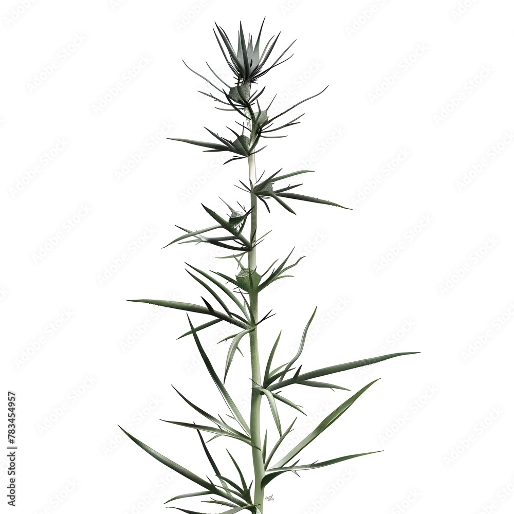 Fototapeta premium Detailed illustration of a Dasylirion plant, also known as a desert spoon, on a white background.