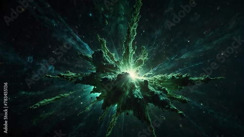 green color cosmic energy explosion on space universe from Generative AI