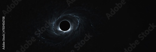 blackhole on black empty space universe void panoramic wide angle view from Generative AI photo