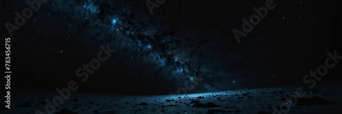 blue stars on black empty space universe void panoramic wide angle view from Generative AI