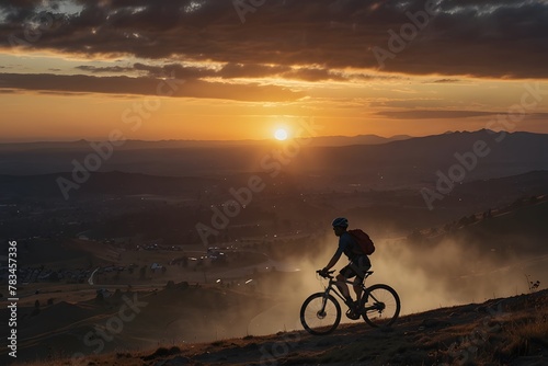 silhouette of a person riding a bicycle