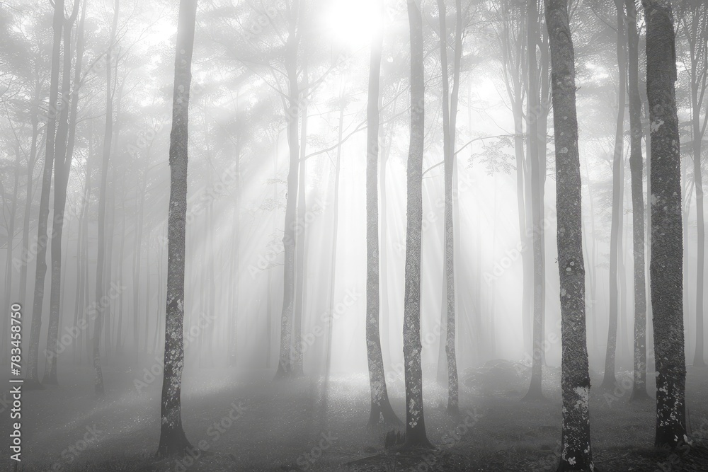 White mist over a mystical forest ethereal and mysterious White mist over a mystical forest ethereal and mysterious