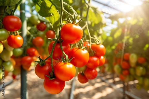 Wallpaper Mural Ripe red tomatoes growing in greenhouse, closeup Torontodigital.ca