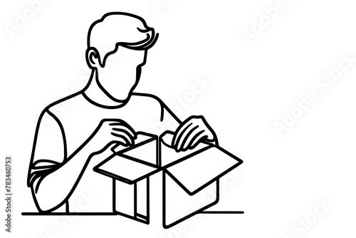 Man opening a box