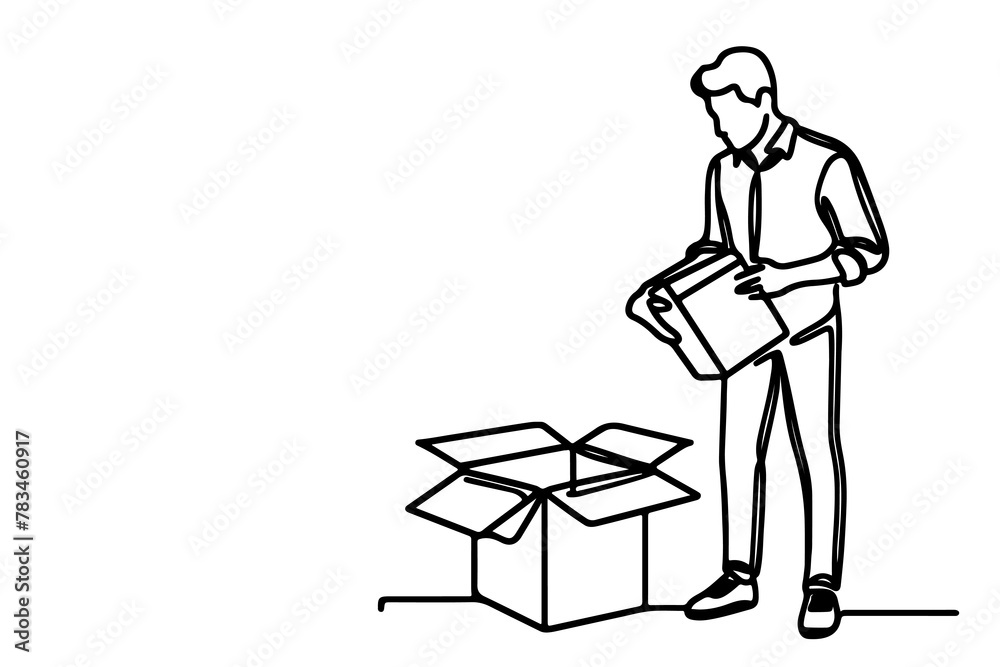 Man opening a box