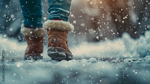 a girl's warm and cozy winter boots in the snow