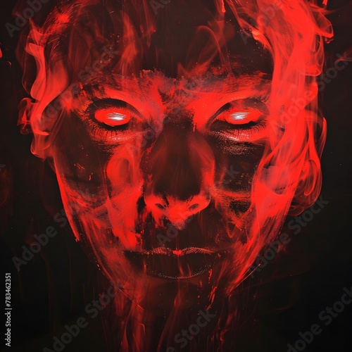 Spooky Ghost Face with a red glow