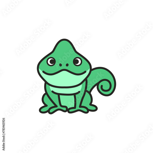 Cute cartoon chameleon vector illustration