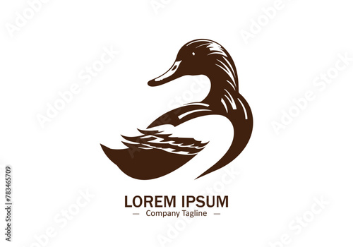Duck or Swan logo icon vector silhouette isolated on white background photo