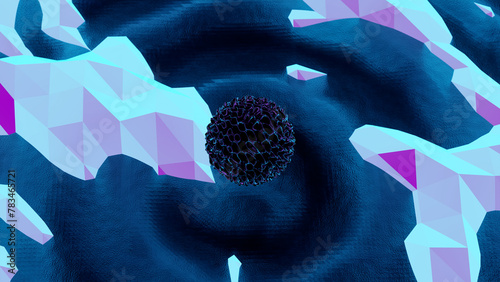 3d loop animation of a fantasy environment with an organic sphere