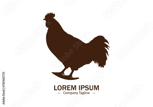 Hen or cock or rooster logo icon vector silhouette isolated on white background