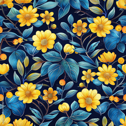 Golden Daisy Delight Seamless Pattern