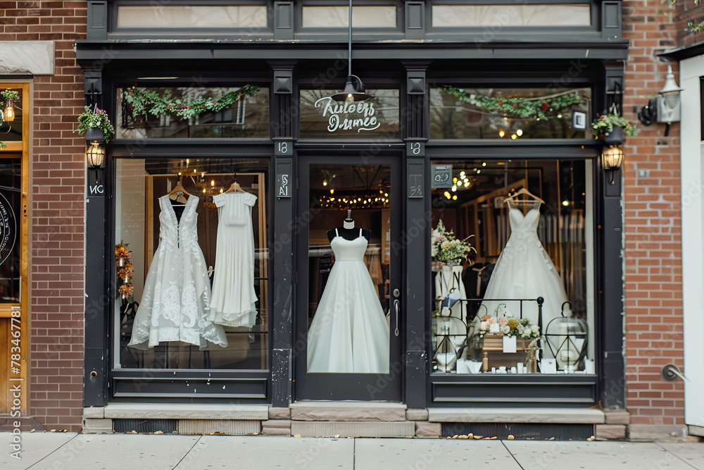 Sophisticated Bridal Boutique Facade Chic Exterior Evoking a Luxurious Shopping Experience