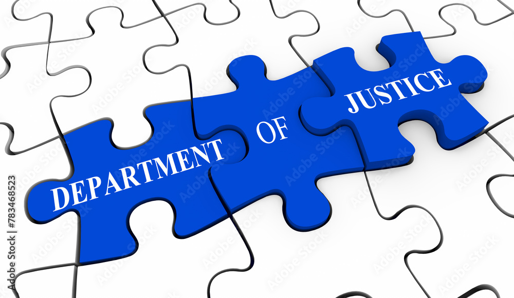Department of Justice DOJ Puzzle Pieces Government Attorney General Federal Laws Legal 3d Illustration Department of Justice DOJ Puzzle Pieces Government Attorney General Federal Laws Legal 3d Illustration