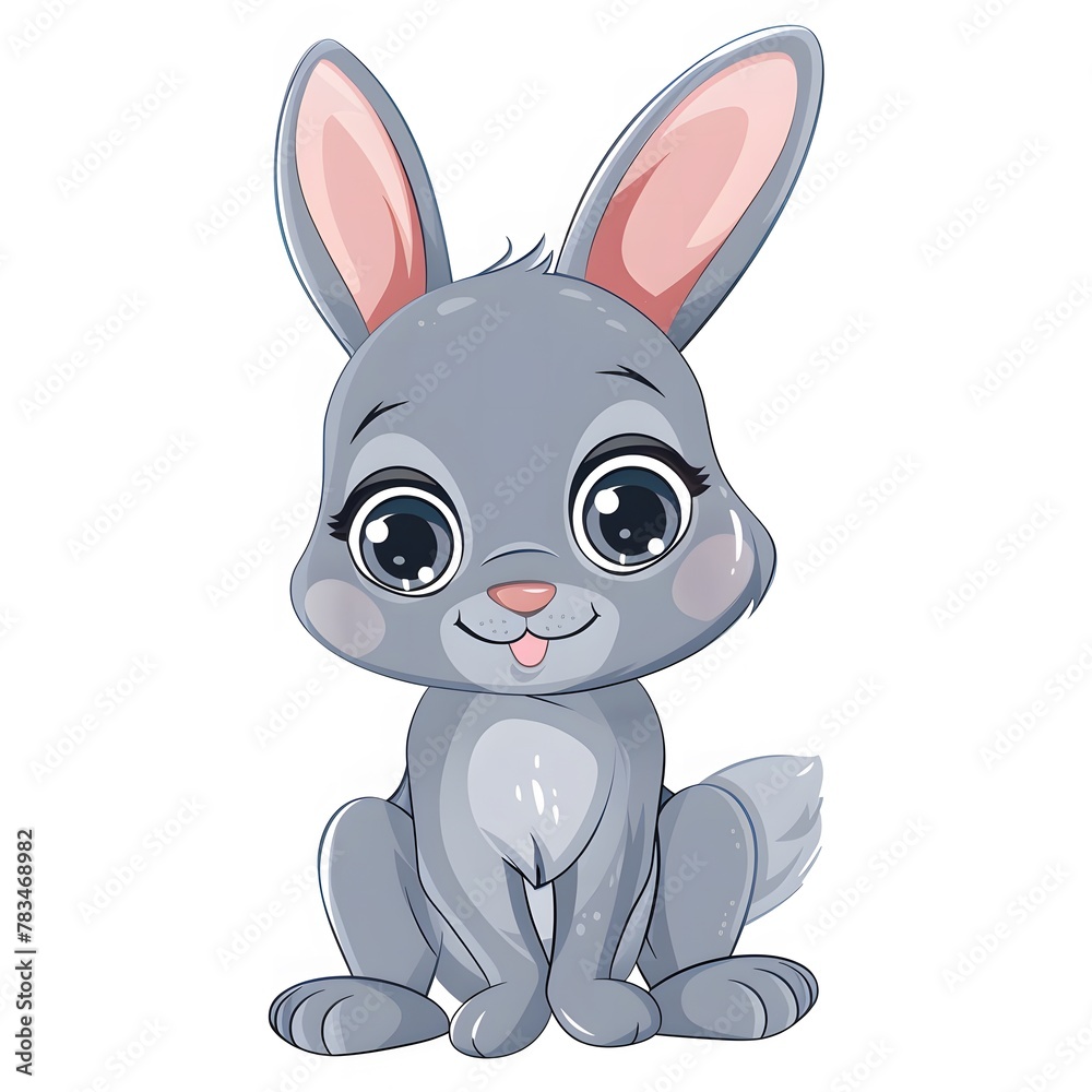 Fototapeta premium Cute and Happy rabbit Character in Simple Cartoon Style