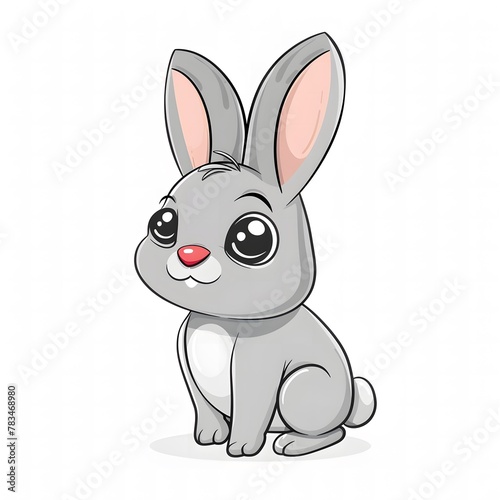 Cute and Happy rabbit Character in Simple Cartoon Style