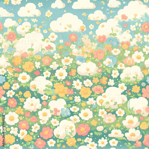 Soft Pastel Floral Bloom Seamless Pattern
