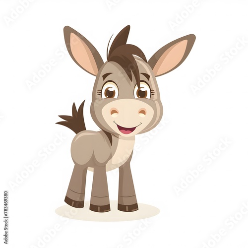 Cute and Happy donkey Character in Simple Cartoon Style