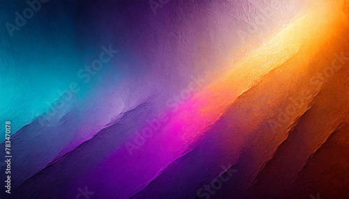 Vibrant mix of purple, orange, and yellow hues create an abstract, cloud-like painting photo
