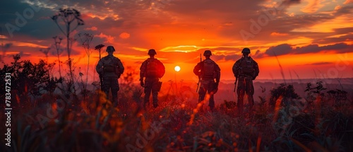 Sunset Salute: Honoring Heroes on National Days. Concept Sunset Salute, Honoring Heroes, National Days photo