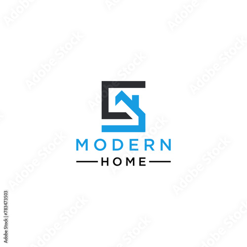 Logo Letter 5 and House or home. logo, real estate logotype, architecture, logo Unique, Modern, Minimalist, Architecture. Business identity Vector Icon.