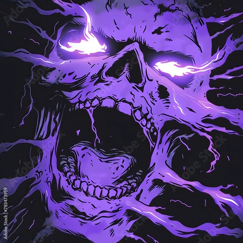 Colorful and Spooky Ghost Face with a purple glow