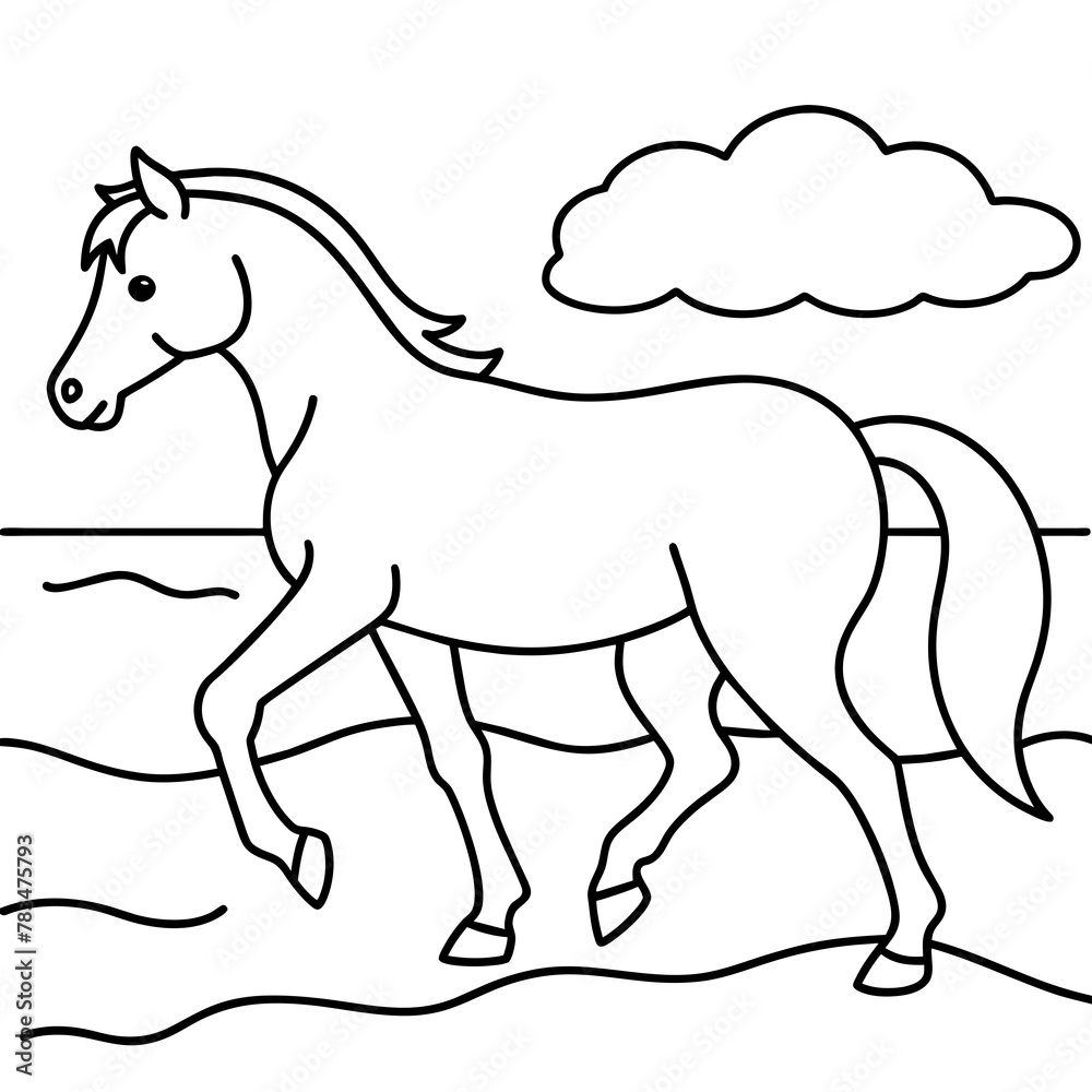 horse walks along the seashore colouring page.
horse walks along the seashore colouring page.