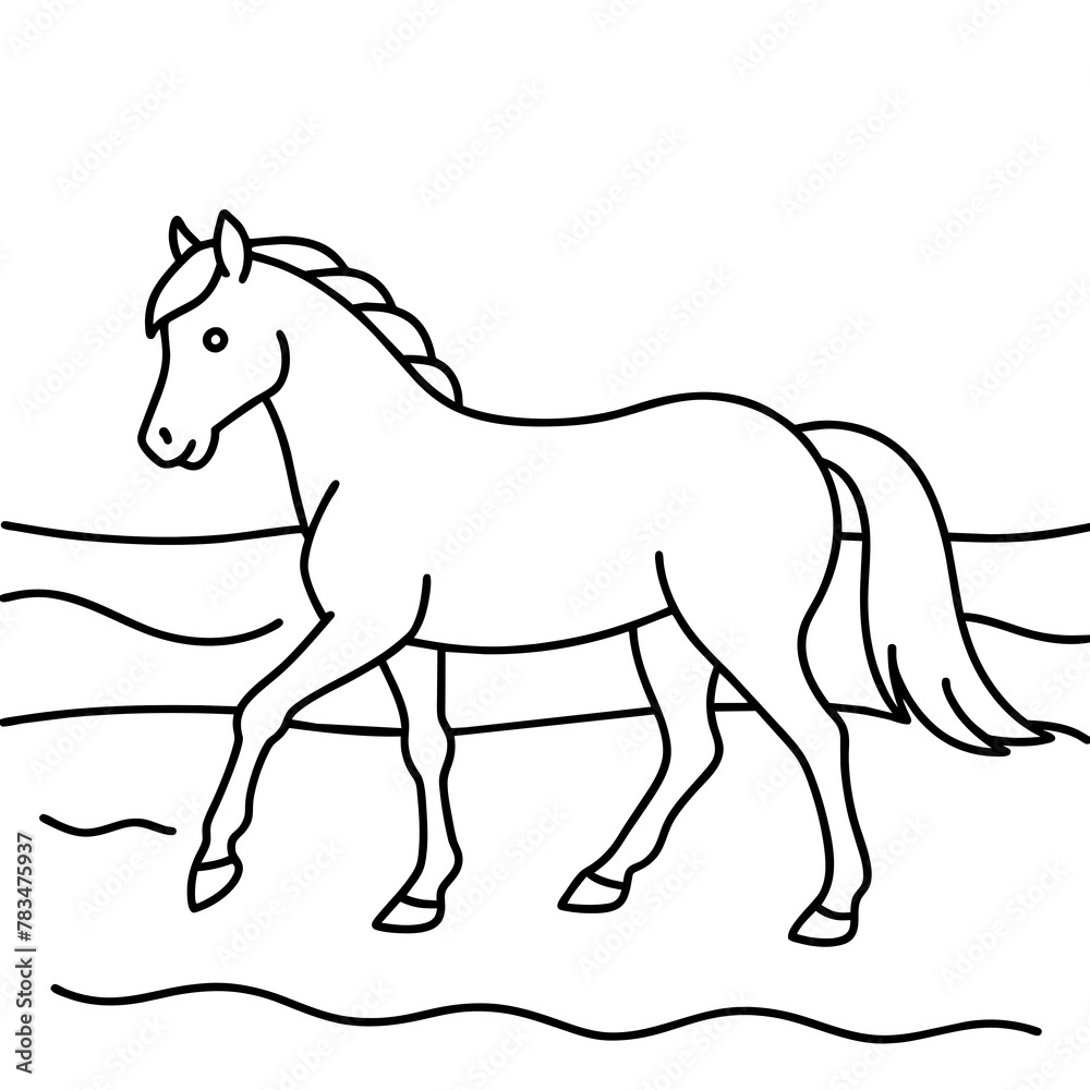 horse walks along the seashore colouring page.
horse walks along the seashore colouring page.