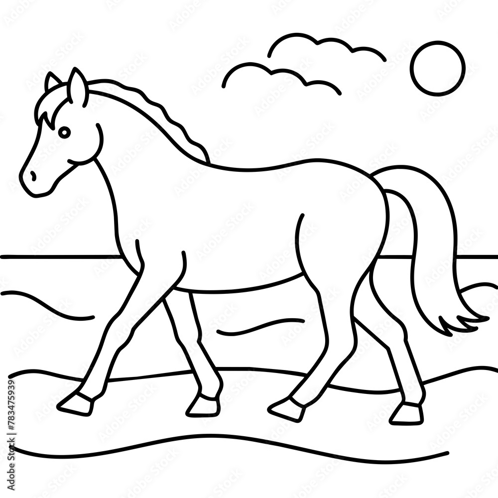 horse walks along the seashore colouring page.
horse walks along the seashore colouring page.