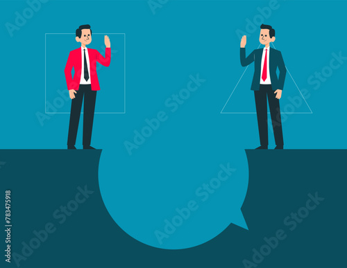 Person with ideological difference. Opinion vector concept