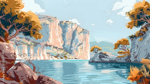 Serene Artistic Illustration of a Lake in Capri photo
