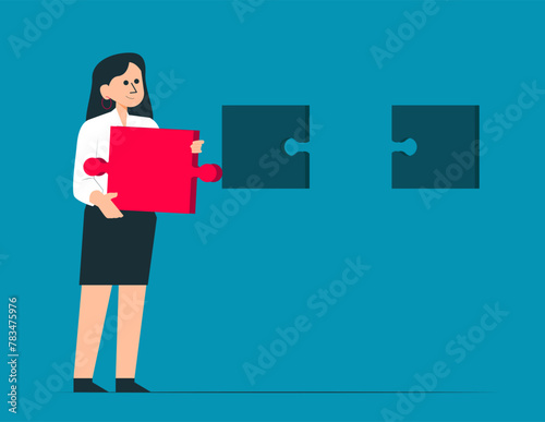 Business people puzzle piece solution collaboration merger