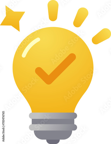 Light bulb Tick check mark icon illustration