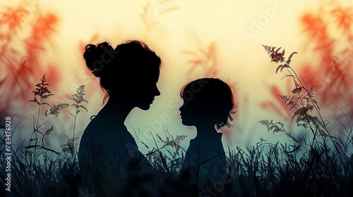 Mother and Child Silhouette for Mother's day celebration 
