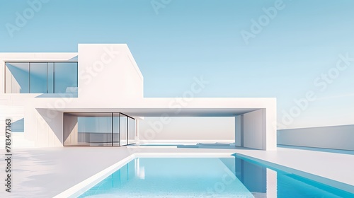 Modern and Minimalistic White Villa with a Stylish Pool © SkoldPanda