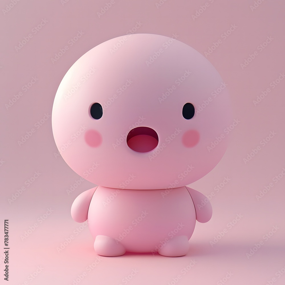 surprised little character in soft pink surprised little character in soft pink