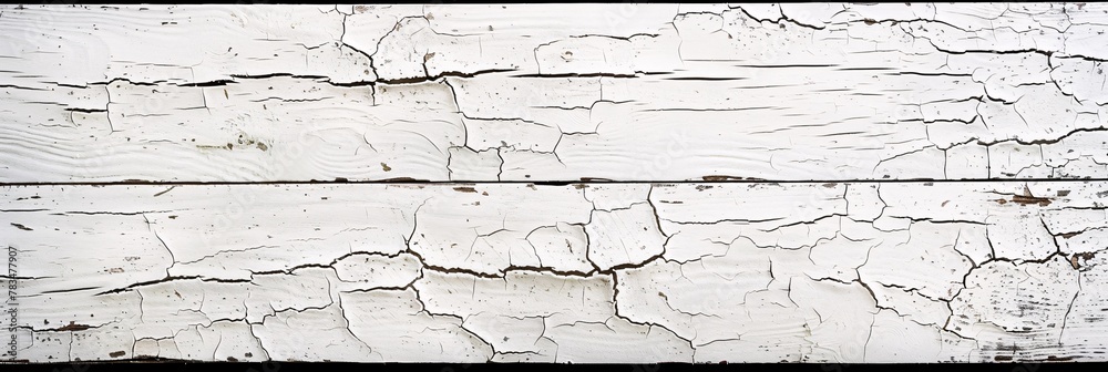 Detailed view of an old white wooden surface with subtle cracks and a story of weathering and age