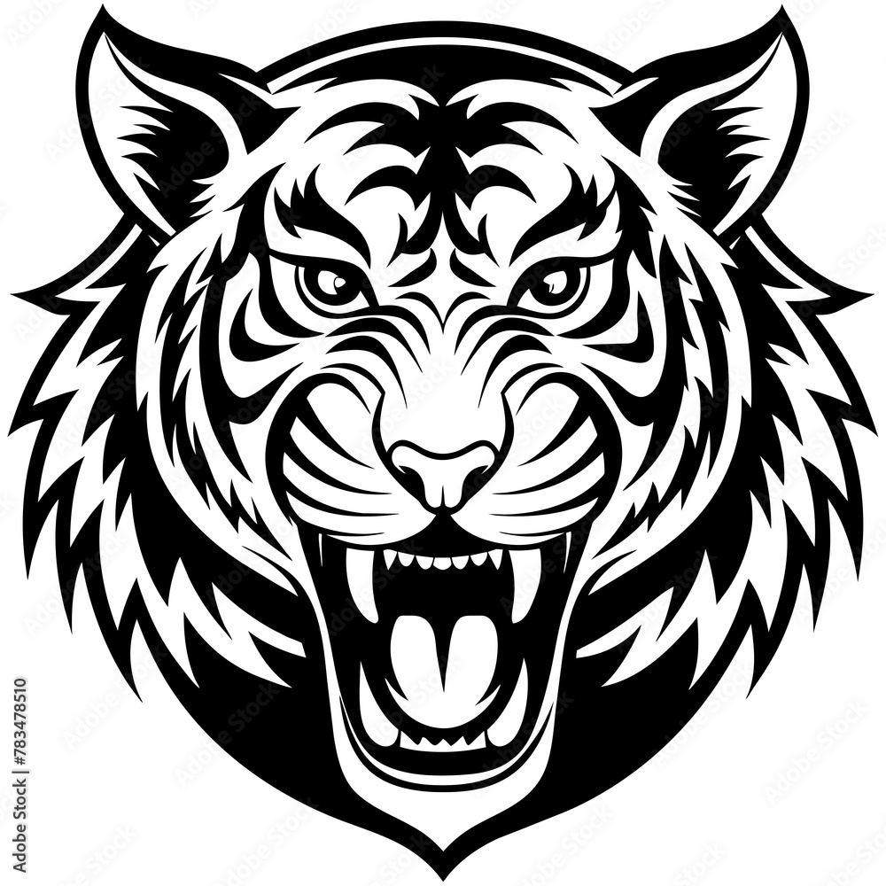 Fototapeta premium head of lion mascot,lion silhouette,vector,icon,svg,characters,Holiday t shirt,black tiger drawn trendy logo Vector illustration,tiger on a white background,eps,png