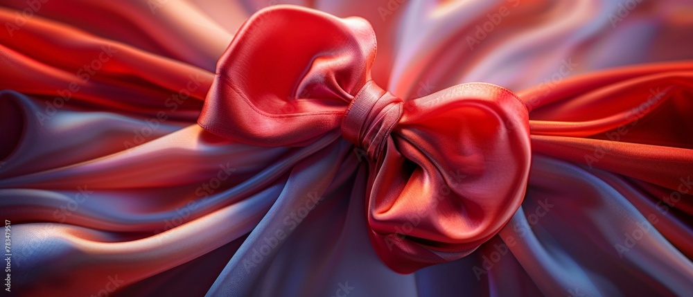 Satin bow of passion, radiant backdrop, enchanting gift