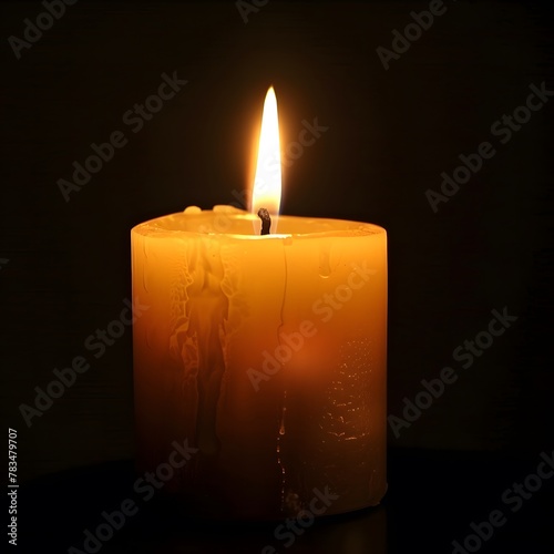 A glowing candle burning quietly against a dark background