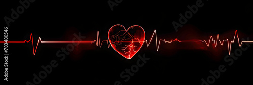 Black Electrocardiogram Infused with Red Hearts and Musical Notes