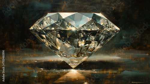 Diamonds reflecting light  timeless elegance  dark canvas
