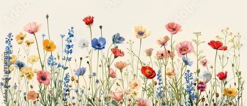 Botanical illustration, wildflower variety in full color