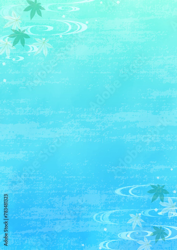 blue background with green leaves