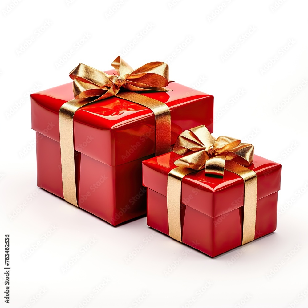 Red gift boxes isolated on white Red gift boxes isolated on white
