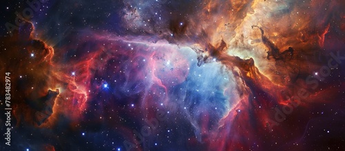 The vast expanse of the cosmos reveals the stunning Orion Nebula and its celestial surroundings in the endless void of space