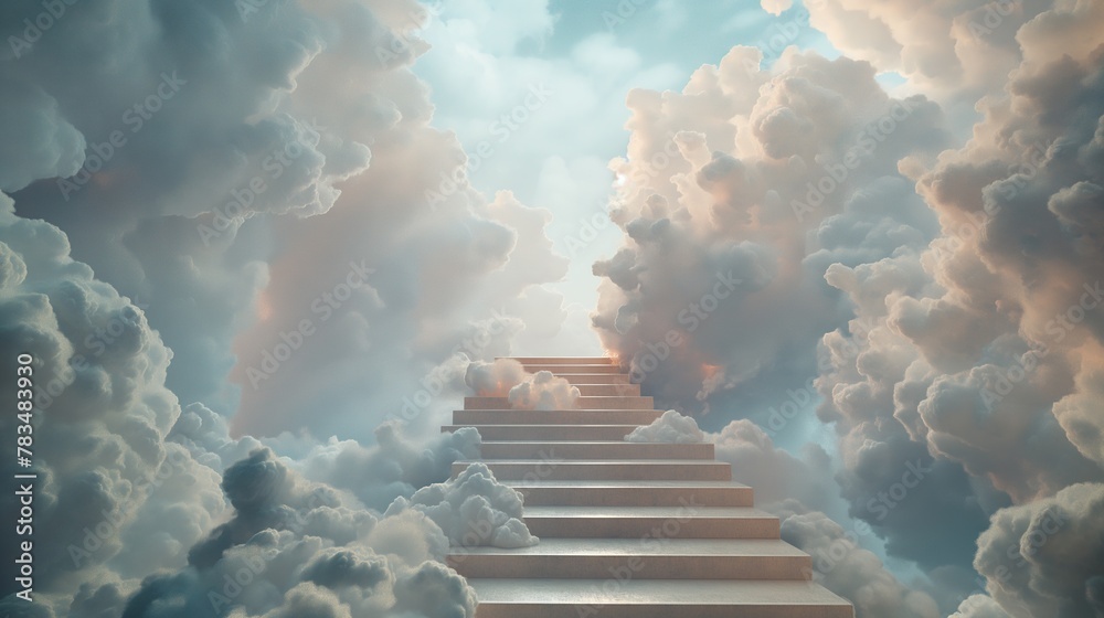 Stairway to the Sky Clouds and Stairs in a Surreal Scene