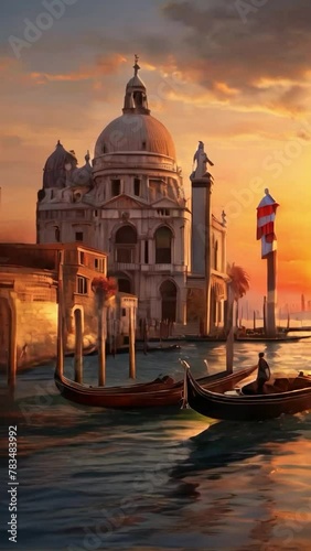 Venice sunset photorealistic magnificent. photo
