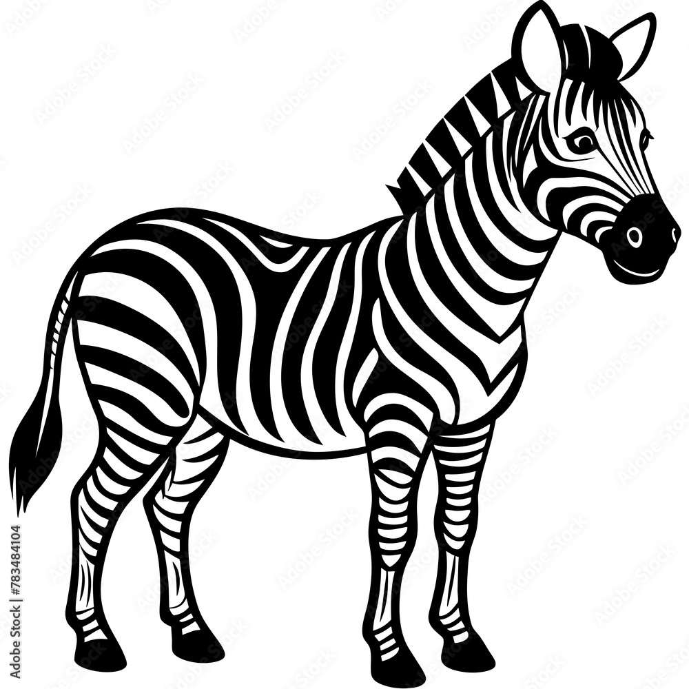 Fototapeta premium zebra vector illustration mascot,zebra silhouette,vector,icon,svg,characters,Holiday t shirt,black zebra drawn trendy logo Vector illustration,zebra on a white background,eps,png