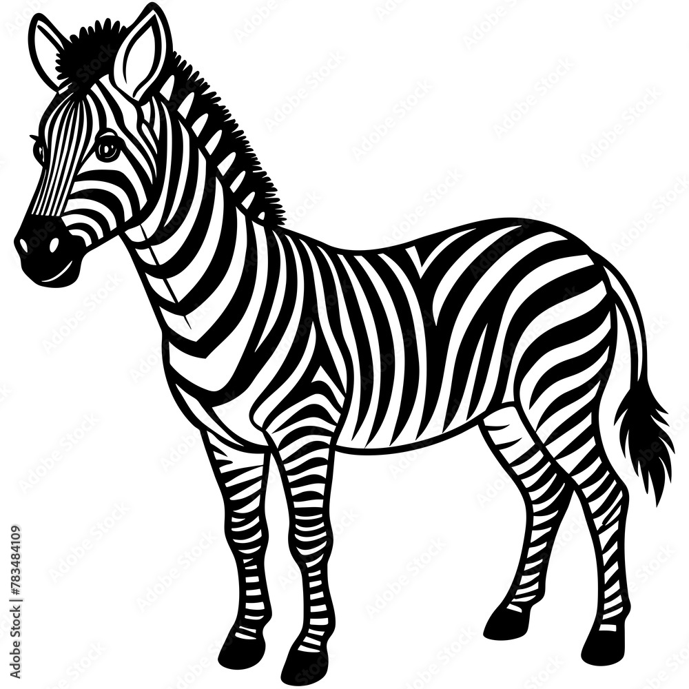 Obraz premium zebra vector illustration mascot,zebra silhouette,vector,icon,svg,characters,Holiday t shirt,black zebra drawn trendy logo Vector illustration,zebra on a white background,eps,png